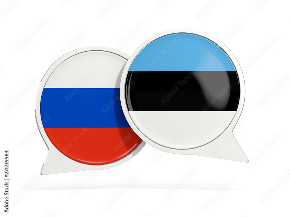 Flags of Russia and estonia inside chat bubbles Flags of Russia and estonia inside chat bubbles