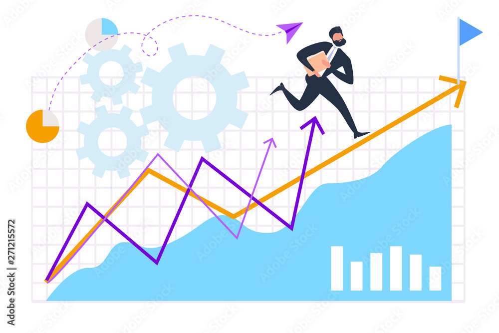 Cartoon Businessman in Suit Run Forward Direction Cartoon Businessman in Suit Run Forward Direction