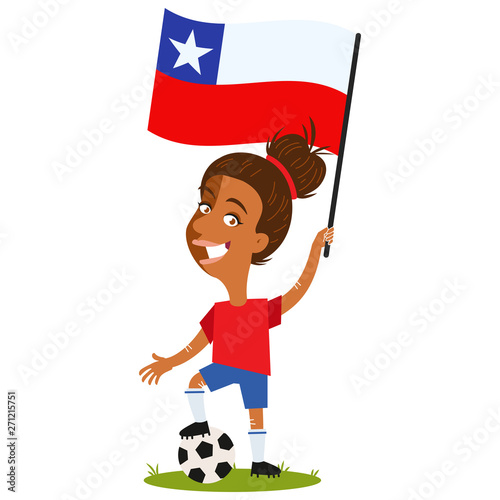 Fußballspielerin Chile, chilenische Fußball Spielerin mit Flagge