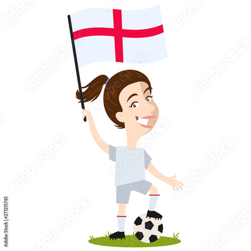 Fußballspielerin England, englische Fußball Spielerin mit Flagge