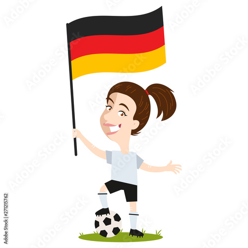 Fußballspielerin Deutschland, deutsche Fußball Spielerin mit Flagge