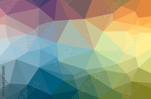 Illustration of abstract Blue  Orange And Green horizontal low poly background. Beautiful polygon design pattern.