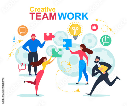 Cartoon People Puzzle Element Creative Teamwork