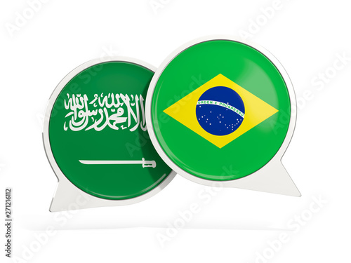 Flags of Saudi Arabia and brazil inside chat bubbles