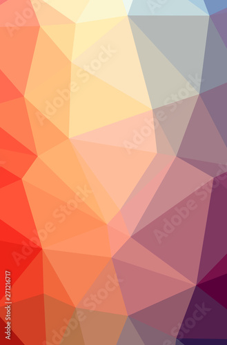 Illustration of abstract Orange, Pink, Red, Yellow vertical low poly background. Beautiful polygon design pattern.