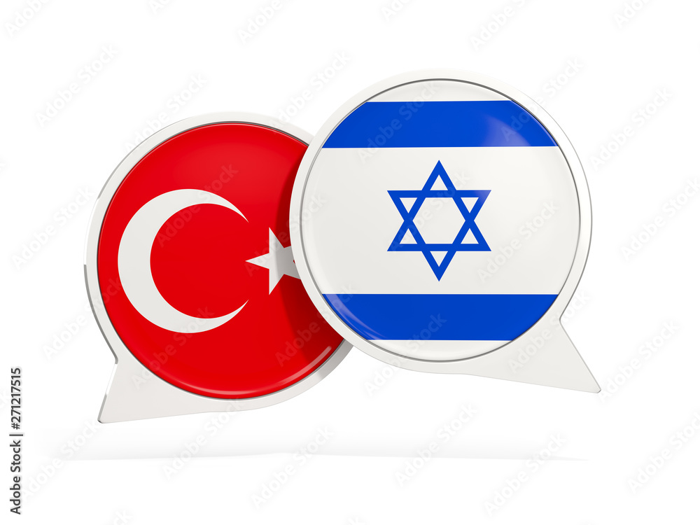 Flags of Turkey and israel inside chat bubbles Flags of Turkey and israel inside chat bubbles