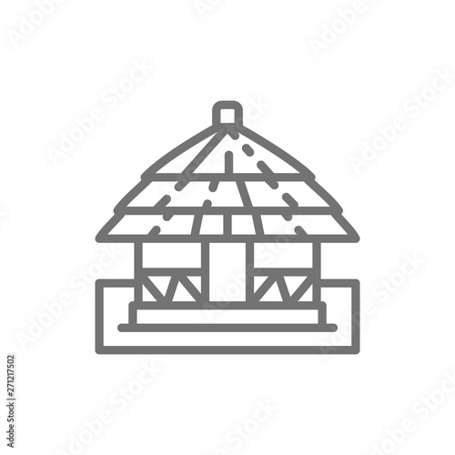 African local traditional house line icon.