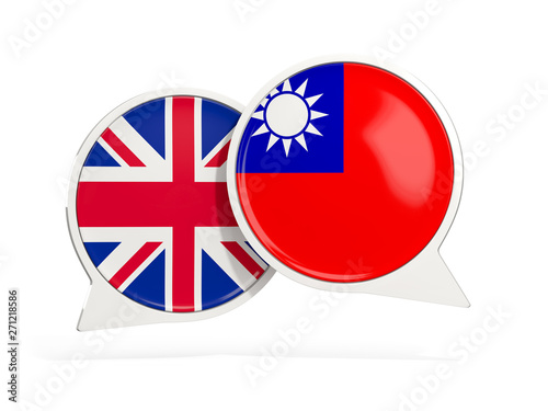 Flags of UK and taiwan inside chat bubbles