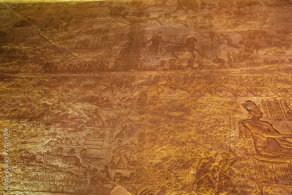 Depiction of the city of Kadesh with the battle going on in the Great Temple of Abu Simbel
