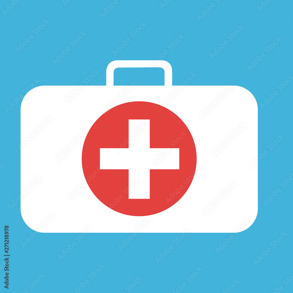 First aid kit icon medical bag vector isolated on white First aid kit icon medical bag vector isolated on white