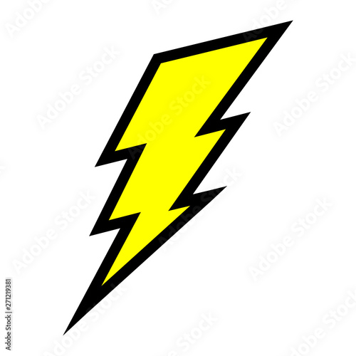 Vector high quality cartoon style illustration of a yellow electric lightning bolt isolated on white background