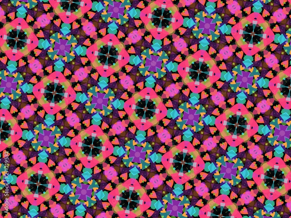 Abstract kaleidoscope background. Beautiful multi color kaleidoscope texture. Unique kaleidoscope design. - Illustration
