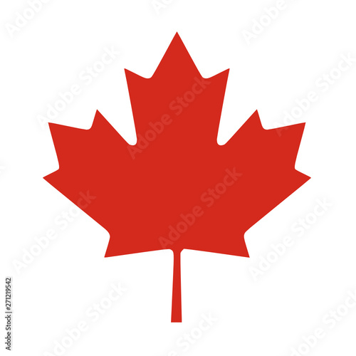 Vector flat style illustration of the famous red Canada leaf isolated on white background. Full editable and scalable high quality eps file available