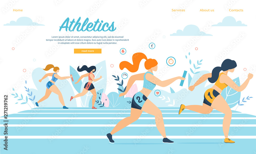 Athletics Sportswomen Take Part in Relay Race Run