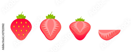 Fototapeta Naklejka Na Ścianę i Meble -  Set of fruits. Summer fruit collection. Fruits strawberry. Vegetarian and ecology food. Vector illustration.