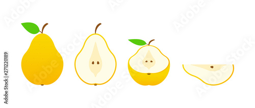 Fototapeta Naklejka Na Ścianę i Meble -  Set of fruits. Summer fruit collection. Fruits pear. Vegetarian and ecology food. Vector illustration.