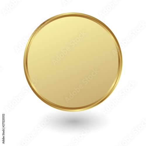 golden plate on white background