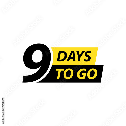 Number 9 of days to go. Collection badges sale, landing page, banner.Vector illustration.