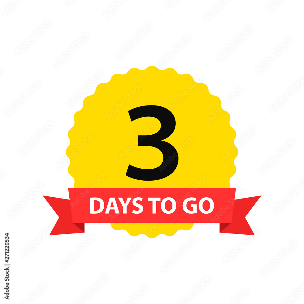 Number 3 of days to go. Collection badges sale, landing page, banner.Vector illustration. Number 3 of days to go. Collection badges sale, landing page, banner.Vector illustration.