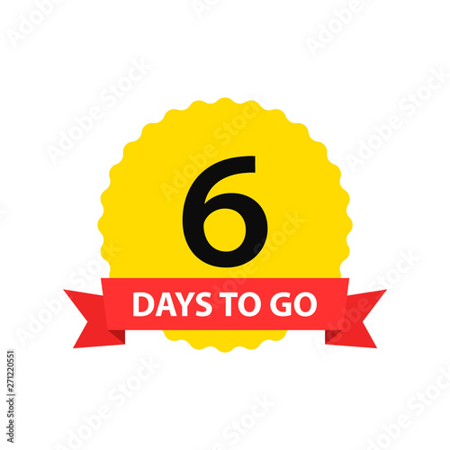 Number 6 of days to go. Collection badges sale, landing page, banner.Vector illustration.