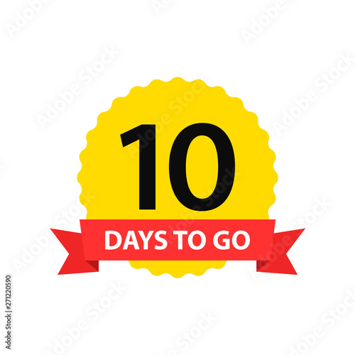 Number 10 of days to go. Collection badges sale, landing page, banner.Vector illustration.
