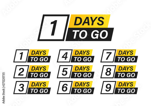 Number 1, 2, 3, 4, 5, 6, 7, 8, 9, 10, of days left to go. Collection badges sale, landing page, banner.