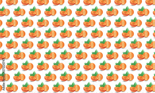 Vector seamless pattern of fresh oranges. hand drawn transparency background