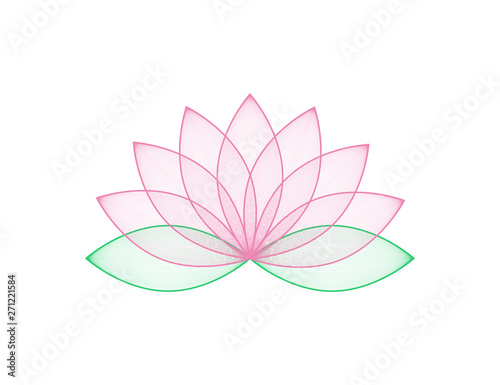 Lotous flower in pink color. Lotos flower in trendy flat design