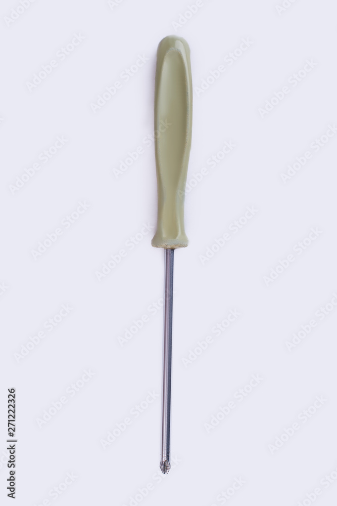 Long screwdriver isolated on white background. Building tool with clipping path. Long screwdriver isolated on white background. Building tool with clipping path.