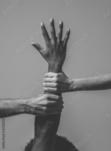 Obraz na płótnie Conceptual image of people of different races together against racism and united