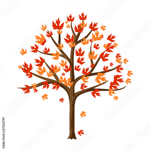 Autumn stylized tree with falling leaves. © incomible