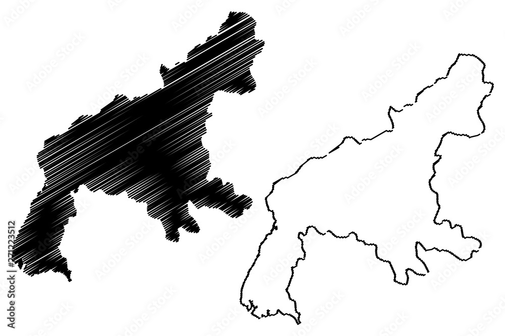 South Pyongan Province (Democratic Peoples Republic of Korea, DPRK, DPR Korea, Provinces of North Korea) map vector illustration, scribble sketch Phyongannamdo map....