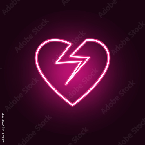 broken heart neon icon. Elements of web set. Simple icon for websites, web design, mobile app, info graphics