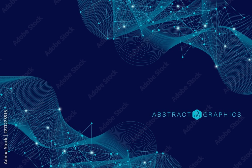 Obraz premium Big Data Visualization Background. Modern futuristic virtual abstract background. Science network pattern, connecting lines and dots. Global network connection vector.