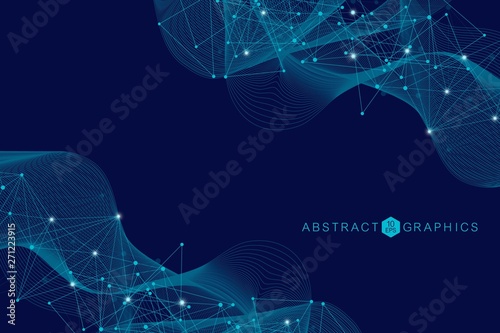 Big Data Visualization Background. Modern futuristic virtual abstract background. Science network pattern, connecting lines and dots. Global network connection vector.