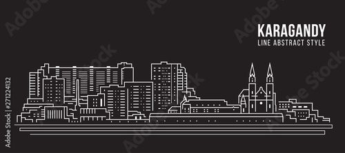 Cityscape Building Line art Vector Illustration design -  Karagandy city