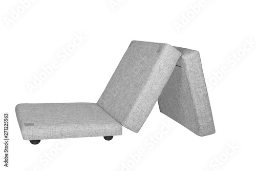 Fotografi Gray foldable ottoman sofa furniture isolated on white background