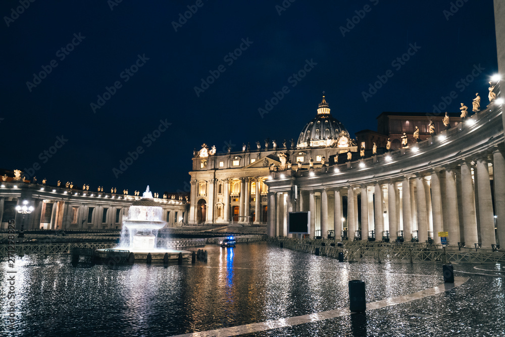 Vatican, St. Peter's Square at night