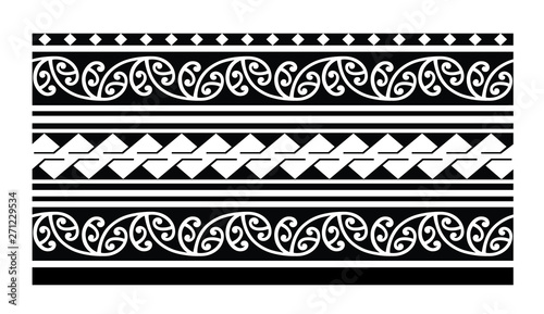 Polynesian maori tattoo tribal border vector. Samoan maori band design.