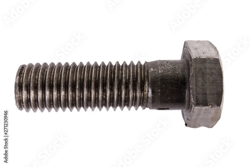 Steel bolt on a white background photo