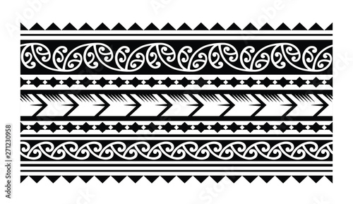 Tattoo tribal maori pattern bracelet, polynesian ornamental border design seamless vector