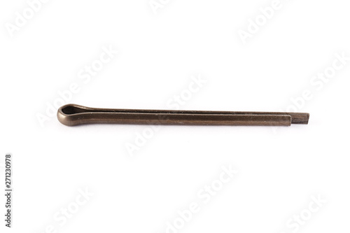 Steel pin on white background