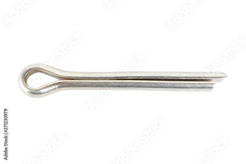 Steel pin on white background