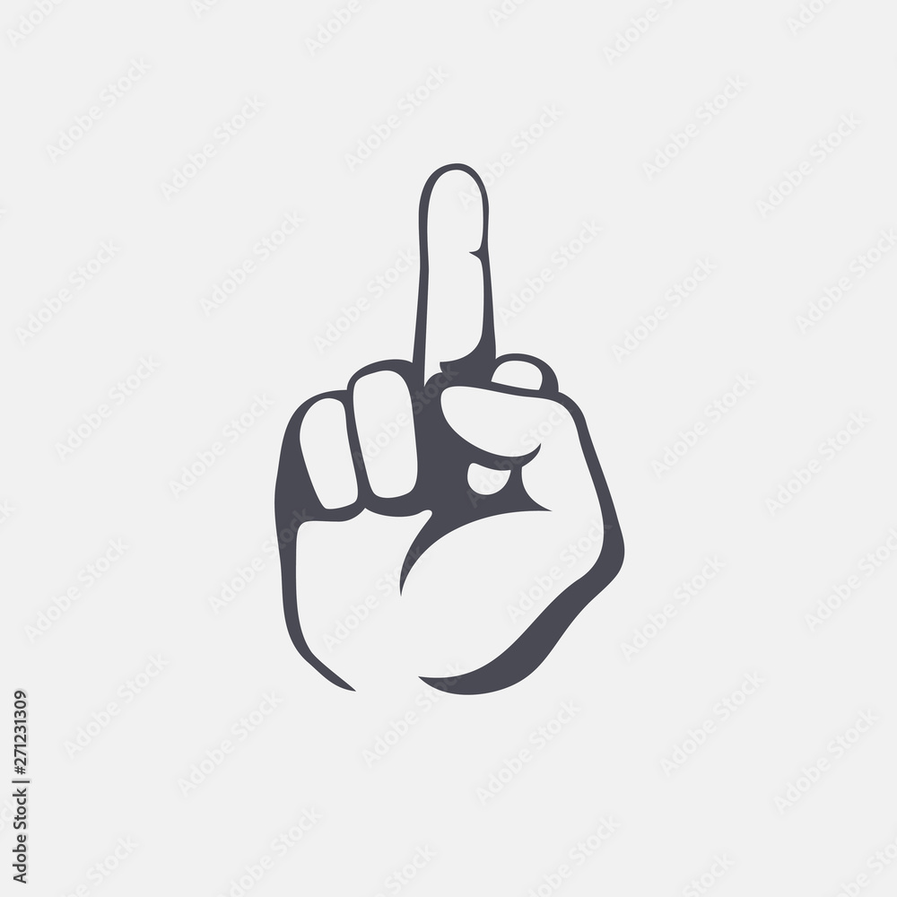 The middle finger hand drawn sign. Vector illustration of fuck you sign. The middle finger hand drawn sign. Vector illustration of fuck you sign.