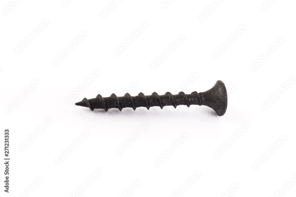 Steel screw on a white background Steel screw on a white background