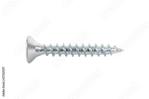 Steel screw on a white background