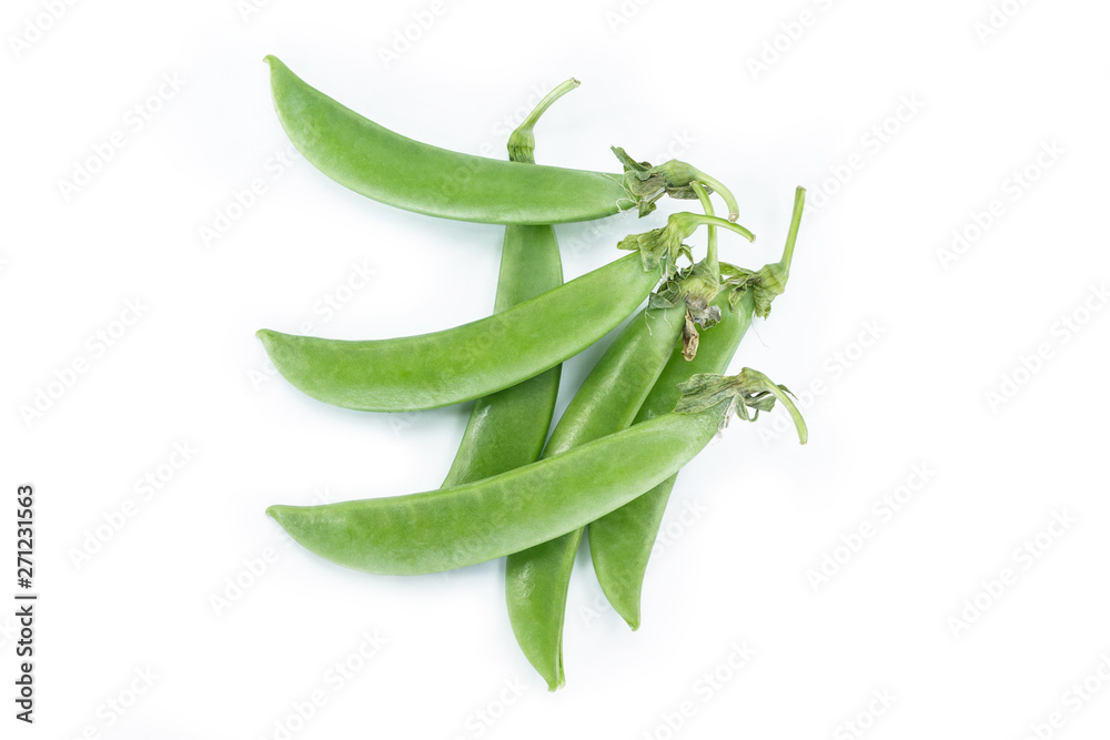 pod pea top view on white background. pod pea top view on white background.