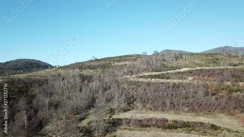 aerial view of pyrenean countryside in Occitanie, Aude in the south of France