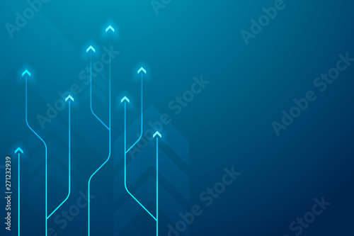 Arrow circuit blue background vector, copy space composition