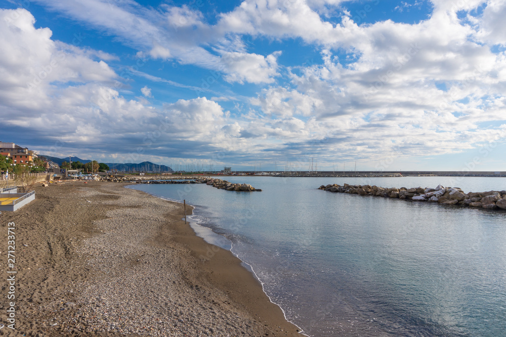 The beach of Chiavari, Liguria, Italy The beach of Chiavari, Liguria, Italy